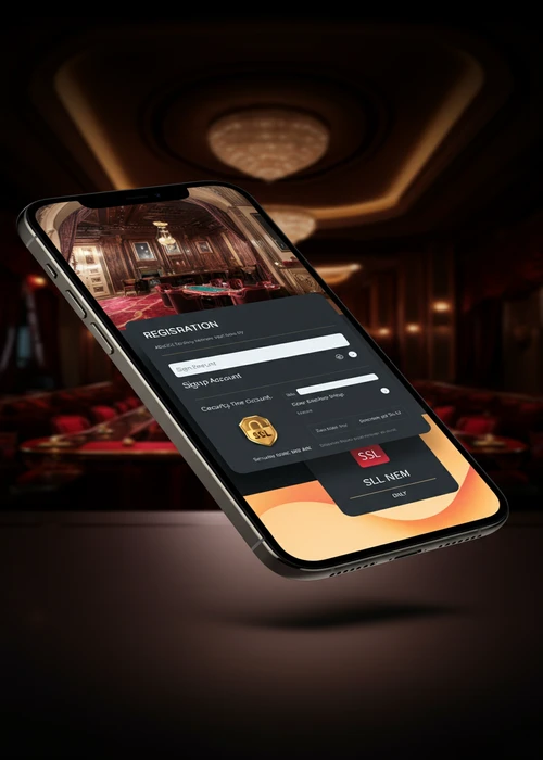 Screenshot of the 7gold Casino registration form with user details entered and a secure padlock icon.